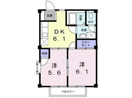 グリーンパークII(2DK/2階)の間取り写真