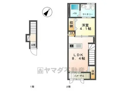 グローリオⅢ(1LDK/1階)の間取り写真