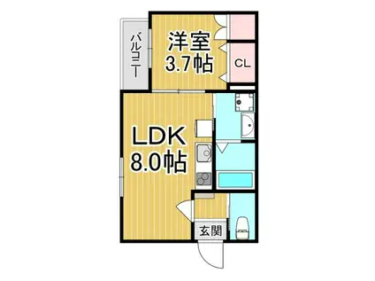 メゾンプラーナ笠屋(1LDK/4階)の間取り写真