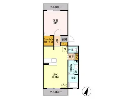 ジュヴァンセル B棟(1LDK/3階)の間取り写真