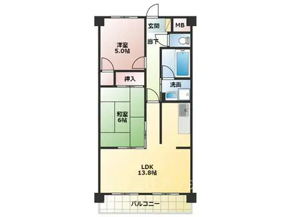 グリュンネベルクTAKANO(2LDK/1階)の間取り写真