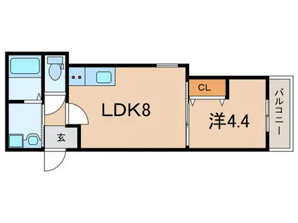 TREETO(1LDK/2階)の間取り写真