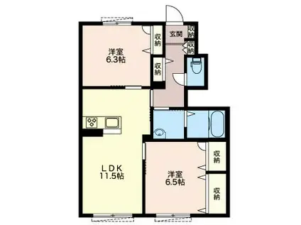 ブリスガーデン(2LDK/1階)の間取り写真