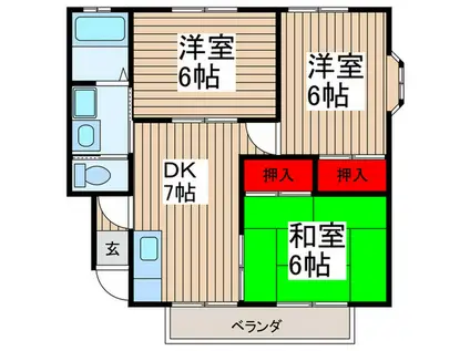 リバティマルマンIII(3DK/1階)の間取り写真