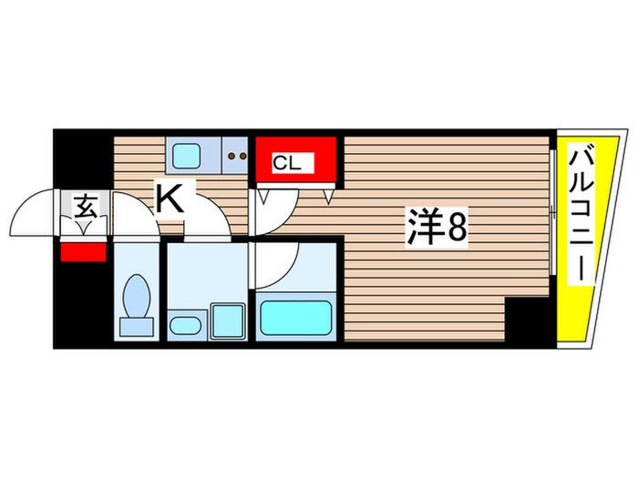 クオリタス綾瀬(1K/6階)の間取り写真