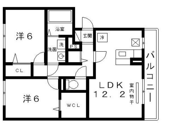 スウィート松本(2LDK/3階)の間取り写真