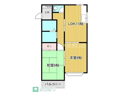 サンシャイン角田II(2DK/1階)の間取り写真