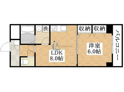 ラ・ポーエあき(1LDK/2階)の間取り写真