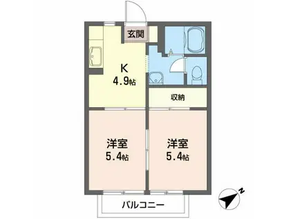 グランコート若木下 B(2K/1階)の間取り写真