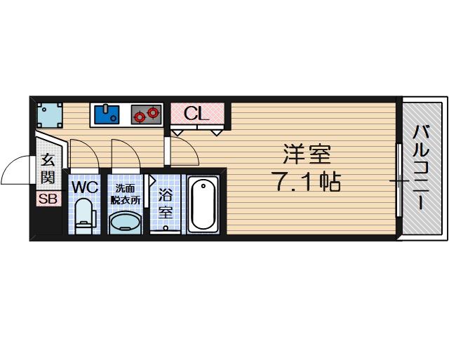 KORE・YIELD千里丘(1K/1階)の間取り写真
