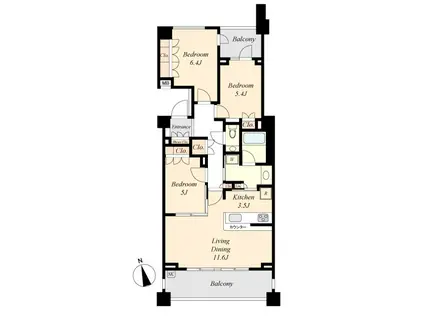 シティハウス浜田山ガーデン(3LDK/4階)の間取り写真