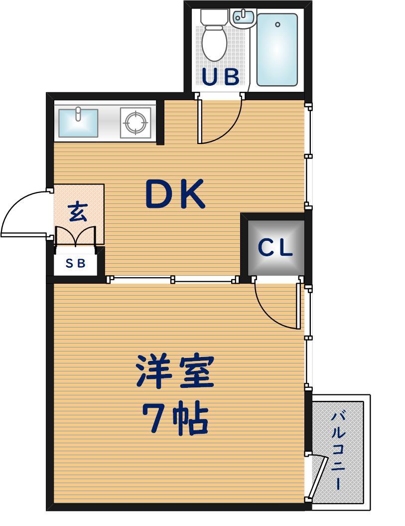 カーザ寿(1DK/5階)の間取り写真