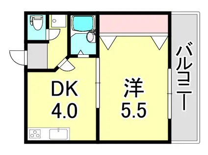 ソレイユパレス(1DK/3階)の間取り写真