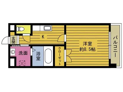 ルミナス浜田(1K/1階)の間取り写真