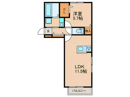 ムーンラヴァース(1LDK/1階)の間取り写真