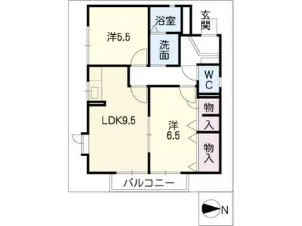 ジュネス神山(2LDK/1階)の間取り写真