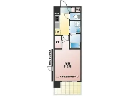 オリンピア(1K/4階)の間取り写真