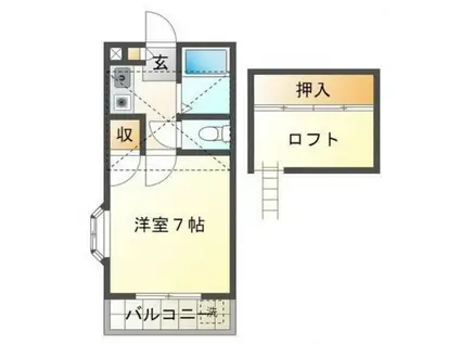 メゾン六番館(1K/2階)の間取り写真