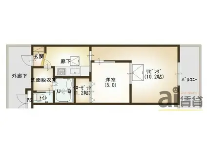 ルネス ソフィア(1LDK/1階)の間取り写真