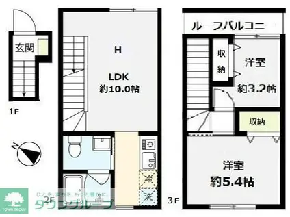 LA-FINA WAKABAYASHI(2LDK/2階)の間取り写真