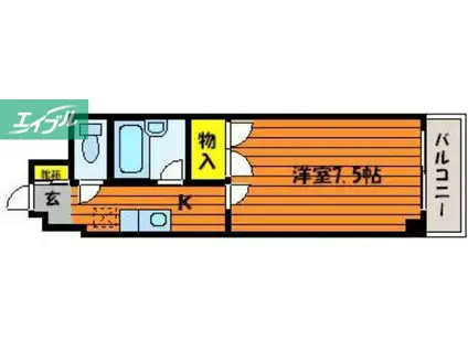 アメニティーII(1K/2階)の間取り写真