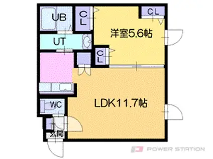 プラウド厚別中央(1LDK/2階)の間取り写真