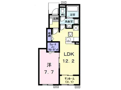 フェイバー ヒロ(1LDK/1階)の間取り写真