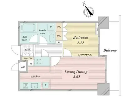 アクティ東仲通(1LDK/4階)の間取り写真