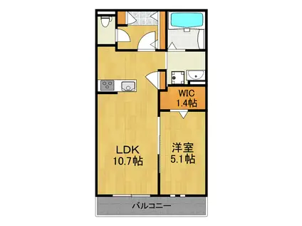 ディア・ロードUP(1LDK/1階)の間取り写真