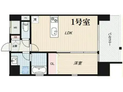 ALZA KITAHORIE(1LDK/4階)の間取り写真