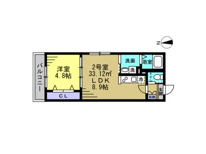 ルノン松戸(1LDK/3階)の間取り写真