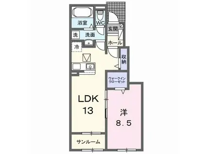 コルヴェール(1LDK/1階)の間取り写真