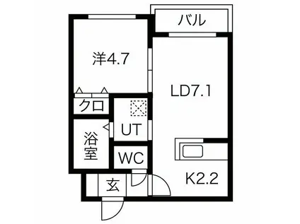 バルボーニL・A(1LDK/4階)の間取り写真