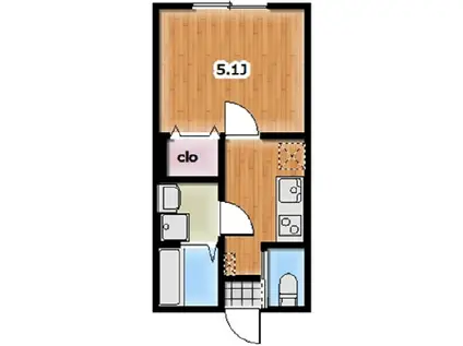 メゾンピークス(1K/1階)の間取り写真