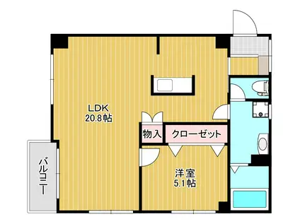 小西ビル(1LDK/3階)の間取り写真