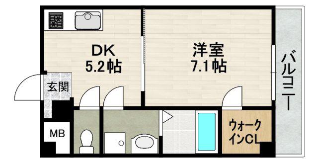 ELEGANTE宝塚(1DK/2階)の間取り写真