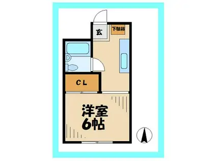 コーポフジ(1K/3階)の間取り写真