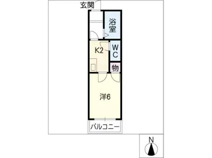 ビバリーハイツ平津(1K/1階)の間取り写真