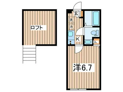 オムニバスハウス東町(1K/2階)の間取り写真