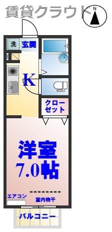 パセオおゆみ野(1K/1階)の間取り写真