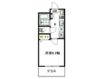 シャトレ天沼(1K/1階)の間取り写真