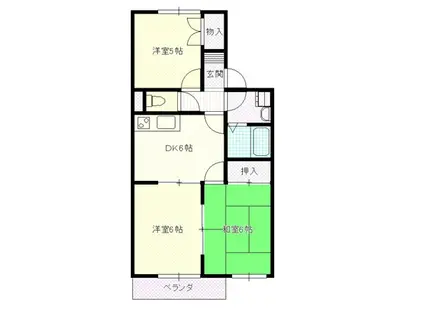 ヴァンベールB棟(3DK/1階)の間取り写真