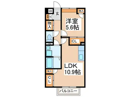 セレーノA(1LDK/1階)の間取り写真
