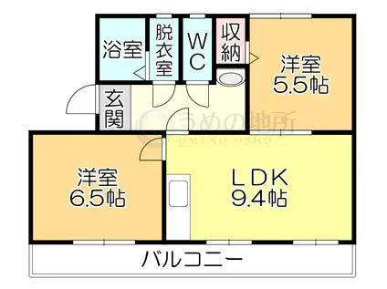 CONCERTO東合川I(2LDK/3階)の間取り写真