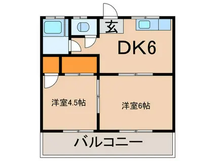 第一新栄荘(2DK/2階)の間取り写真