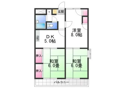 リビエール山川(3DK/2階)の間取り写真