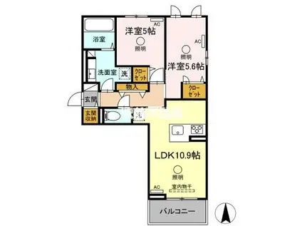 ルピナスシーサイド B棟(2LDK/2階)の間取り写真