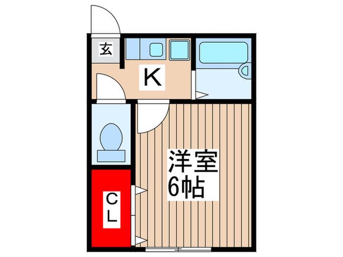フェリシア市川(1K/1階)の間取り写真