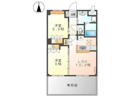 アサヒ2011(2LDK/1階)の間取り写真