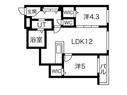 レジデンス北18条(2LDK/2階)の間取り写真